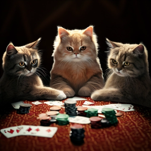 Katzen die Pokern.
